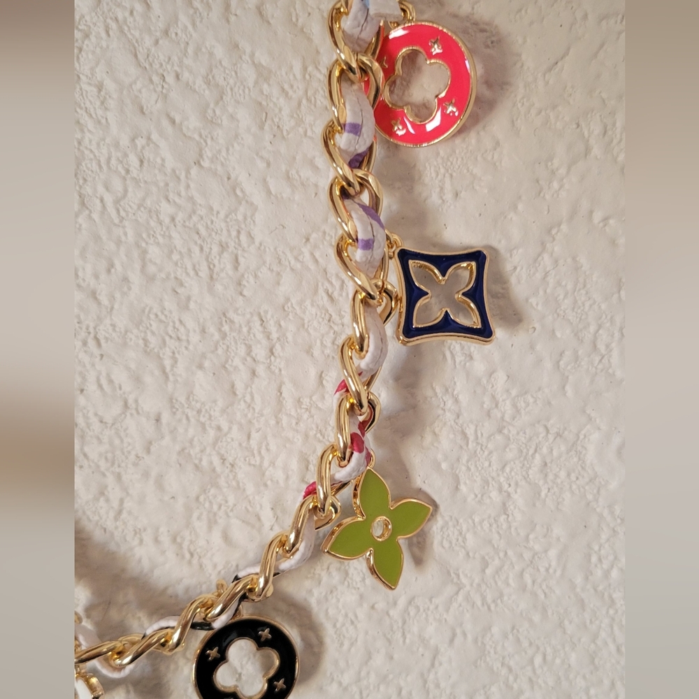 Fashion Elegant Gold and Multicolor Charm Key Holder 12 Inch - Picture 2 of 3